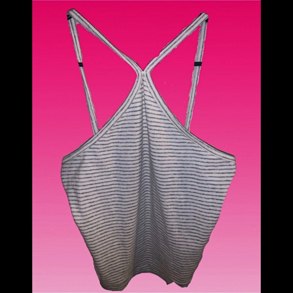 White/grey striped halter crop top